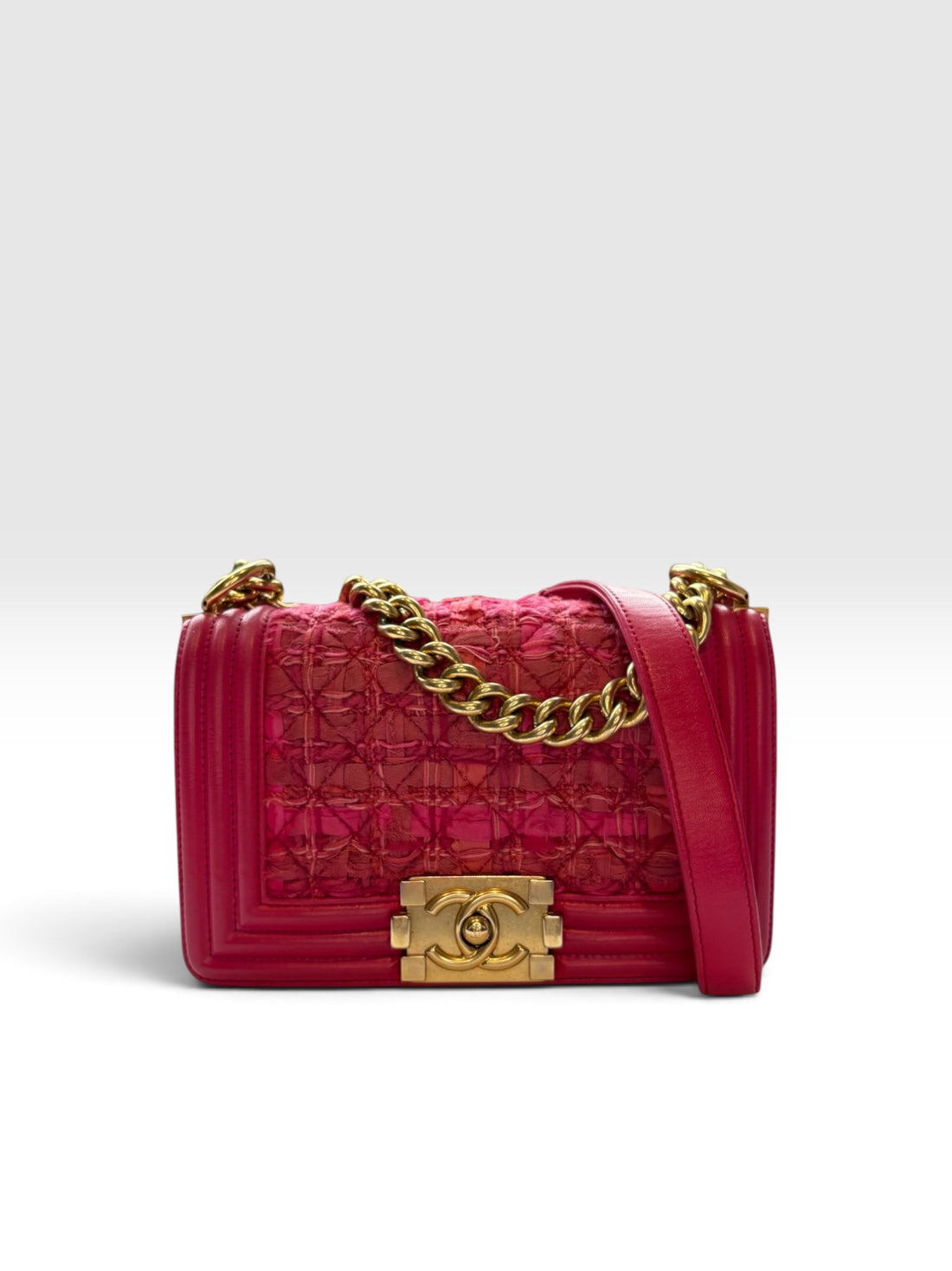 Chanel Boy Small in Pink Tweed and Lambskin