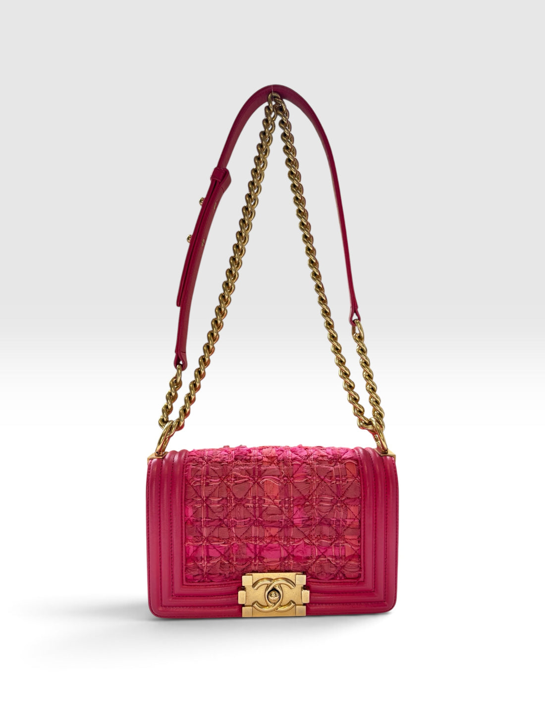 Chanel Boy Small in Pink Tweed and Lambskin