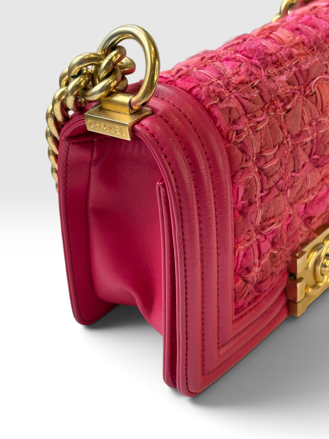 Chanel Boy Small in Pink Tweed and Lambskin