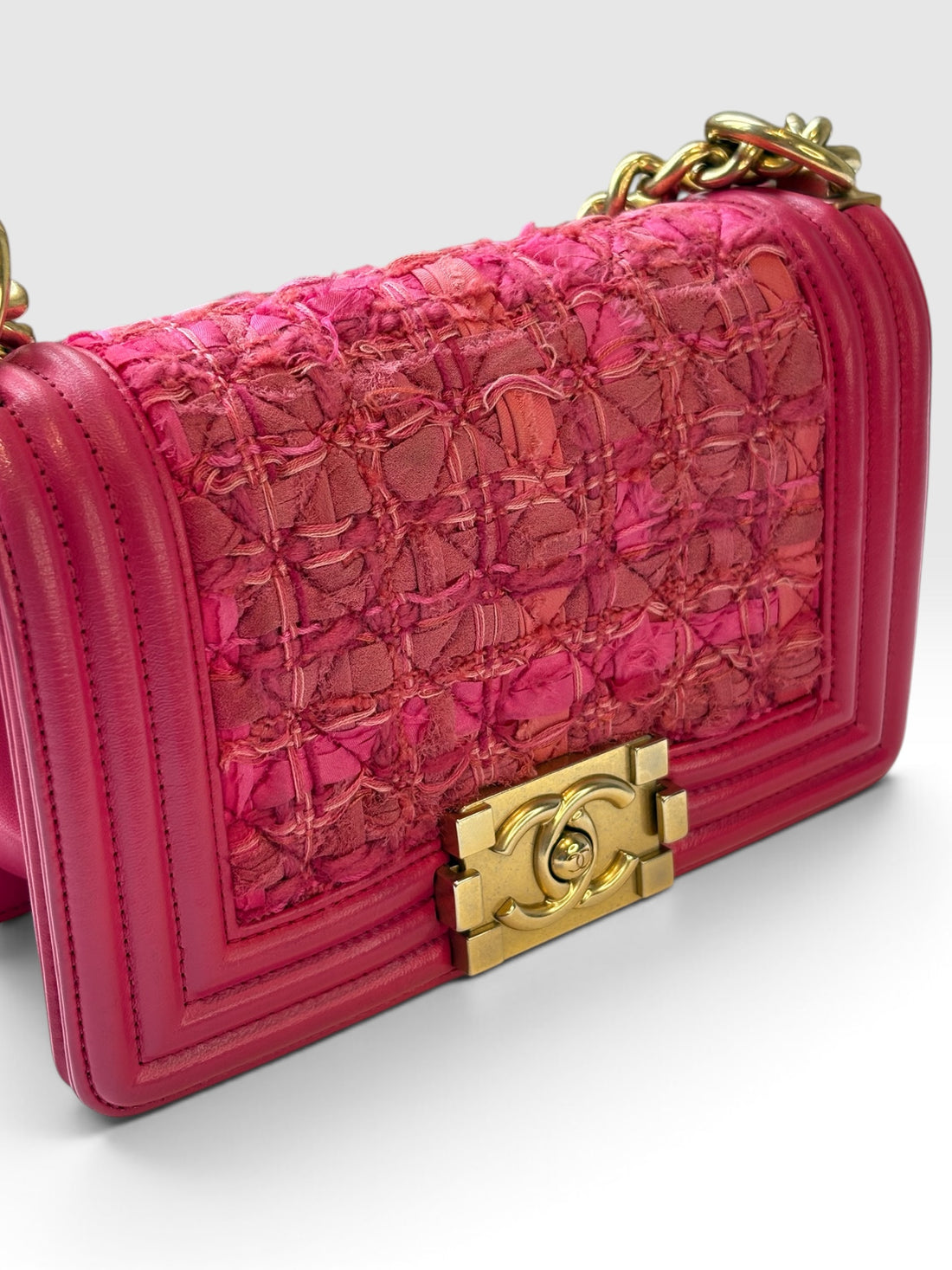 Chanel Boy Small in Pink Tweed and Lambskin