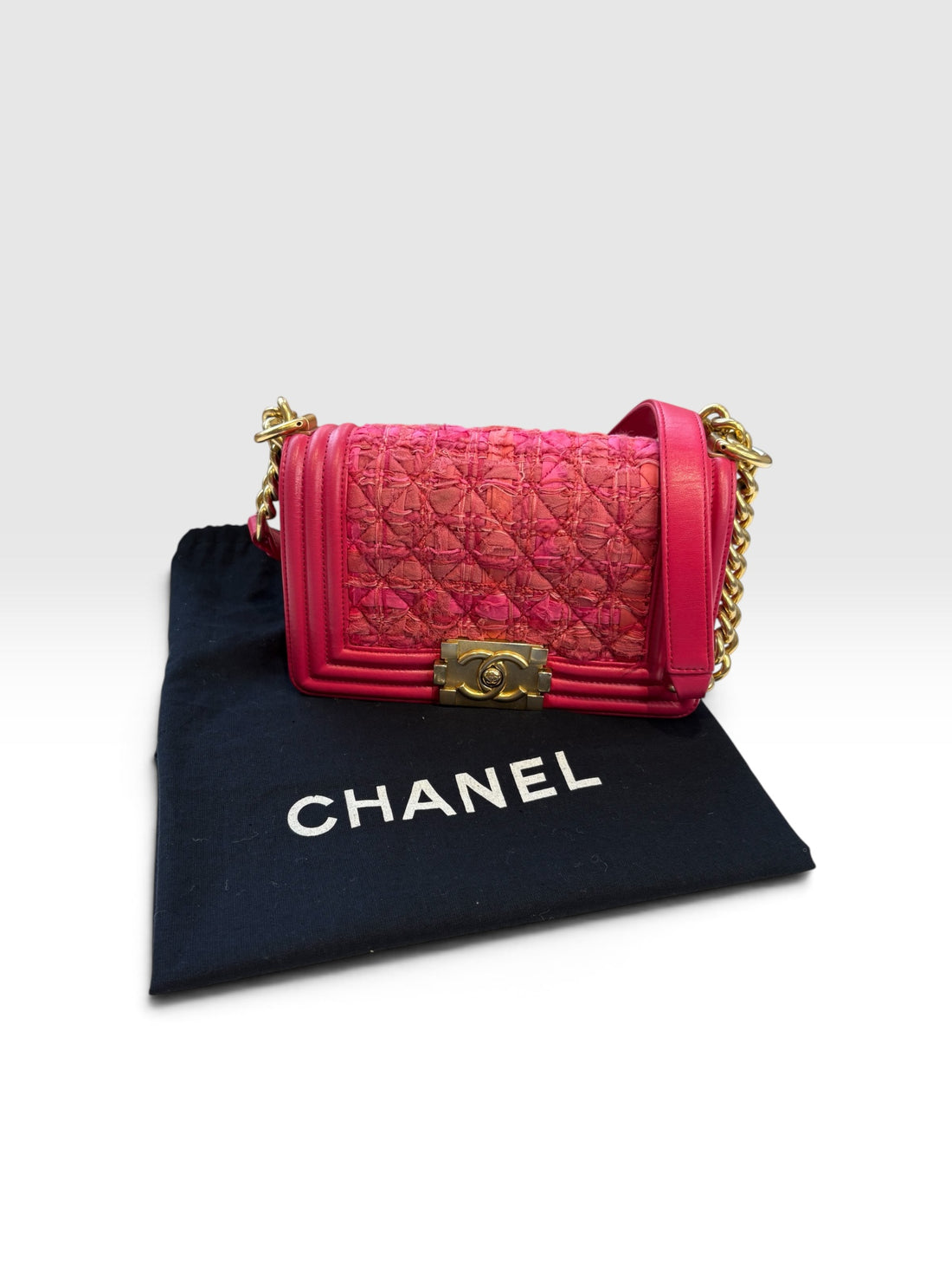 Chanel Boy Small in Pink Tweed and Lambskin
