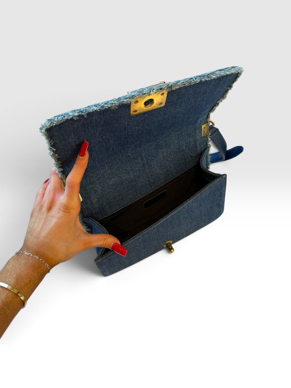Chanel Boy Bag 25 in Denim Patchwork Chain